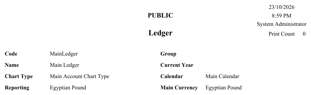 Ledger form (SYSF-ACC012)