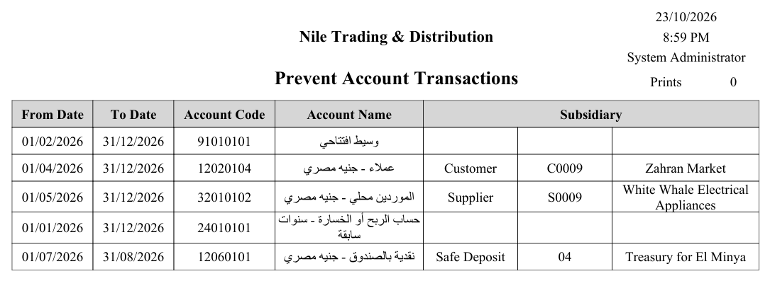 Prevent Accounting Transactions form (SYSF-ACC018)