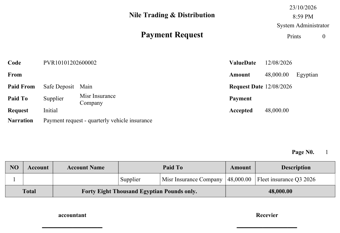 Payment request form (SYSF-ACC021)