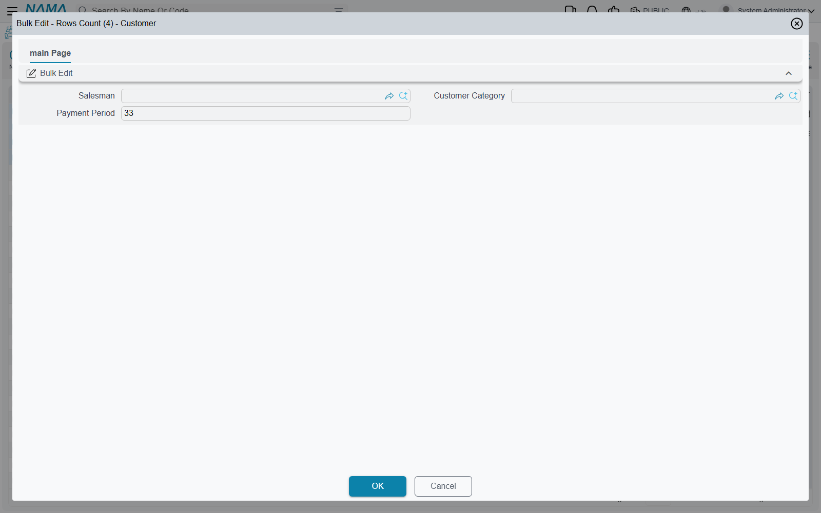 The Bulk Edit dialog