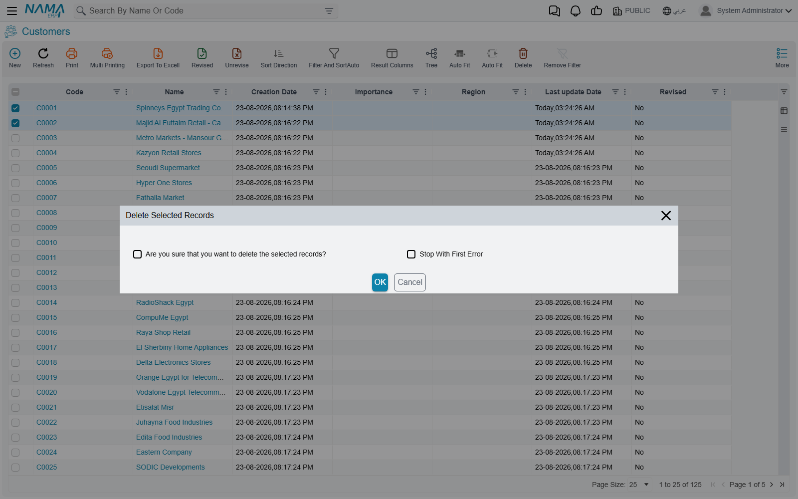 The Delete Selected Records questions