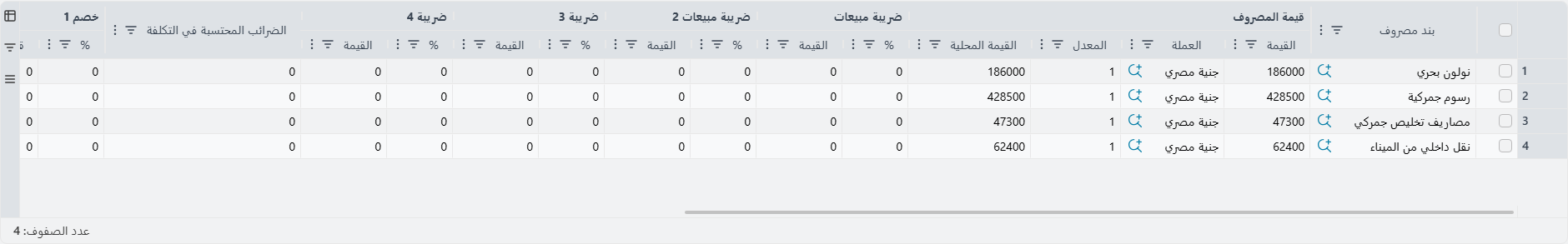 سطور تفاصيل سند المصروف