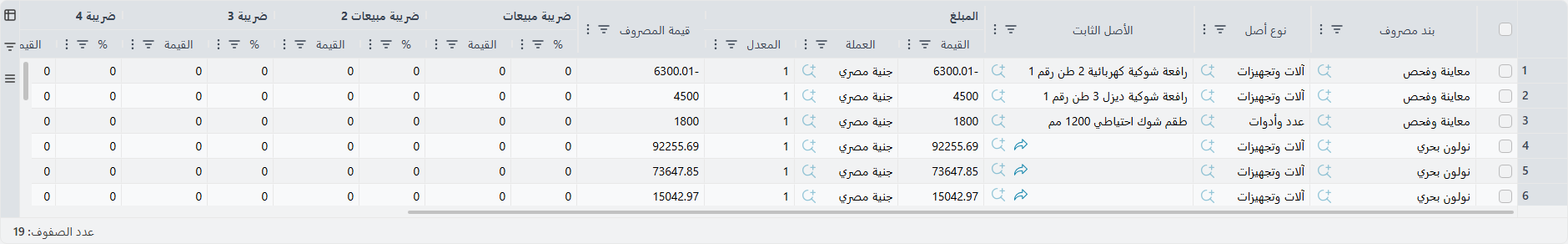 سطور التوزيع الناتجة