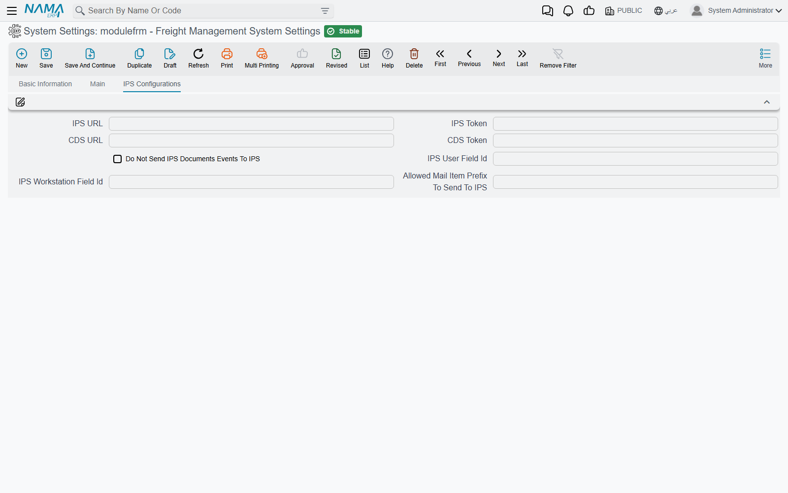 The IPS Configurations tab