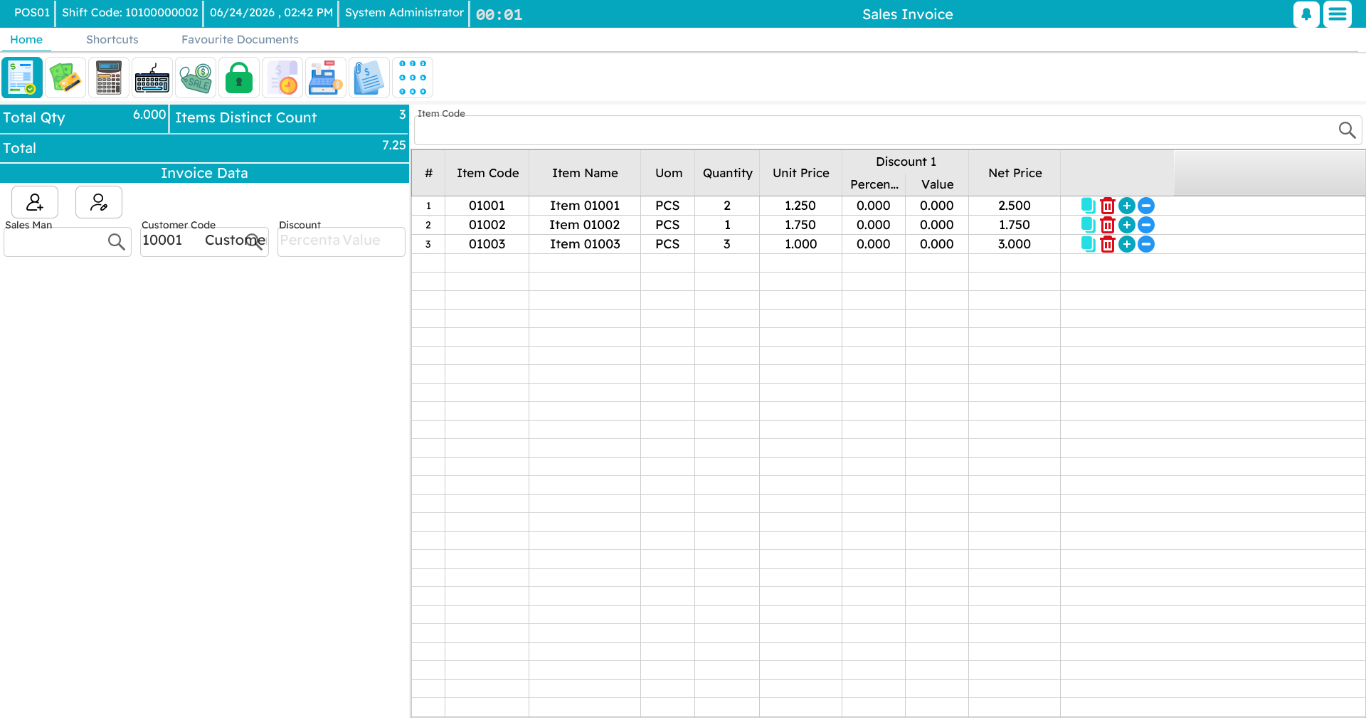 Sales screen regions