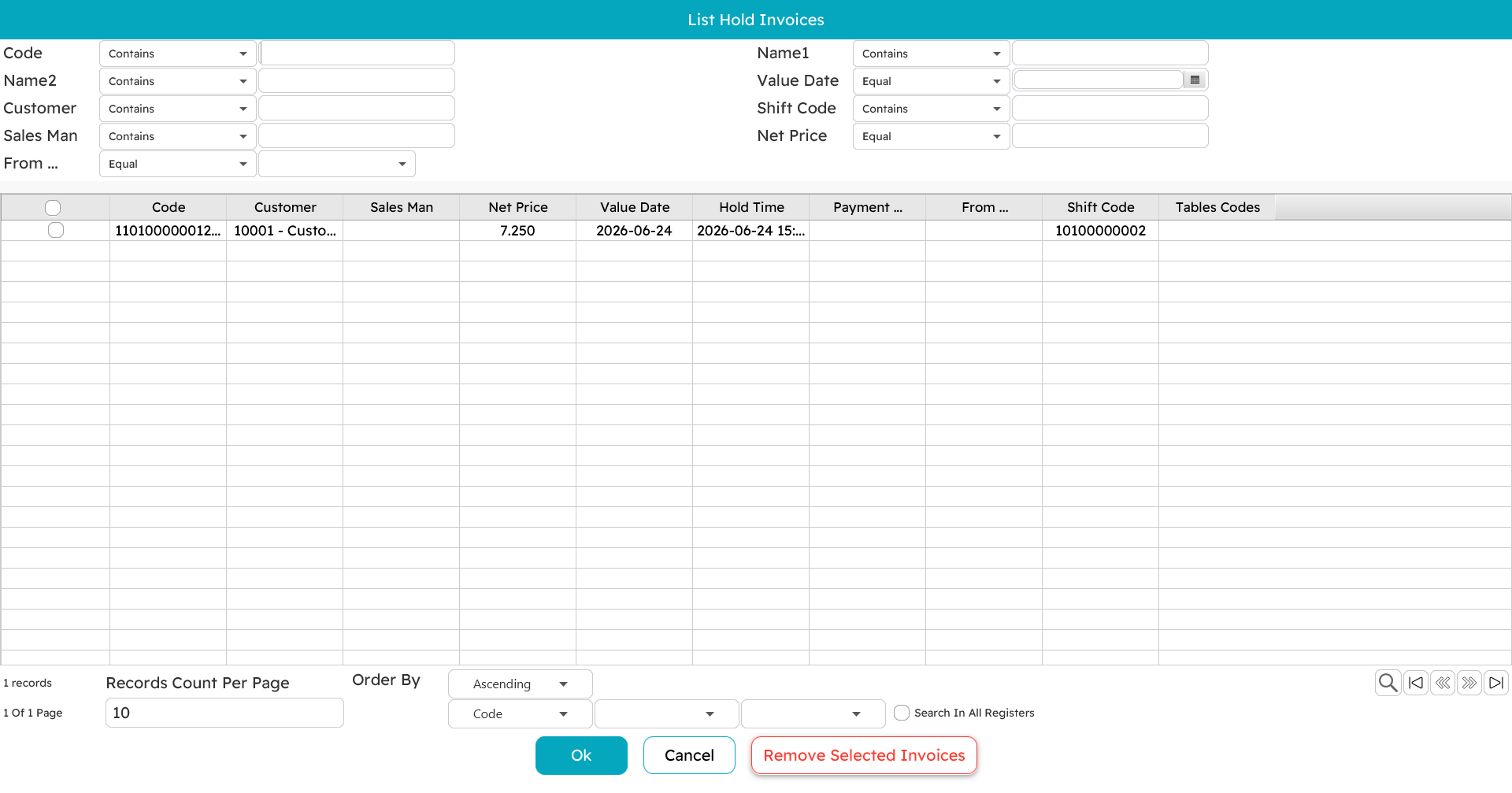 Held invoices