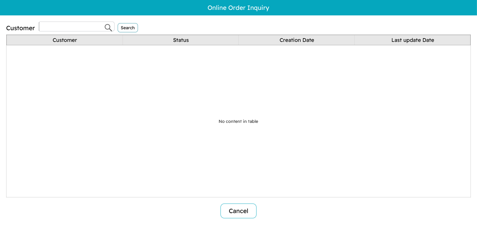 Online order inquiry