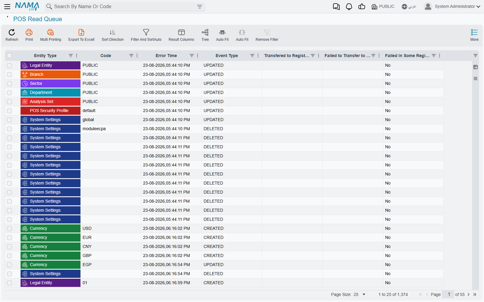 The POS Read Queue list