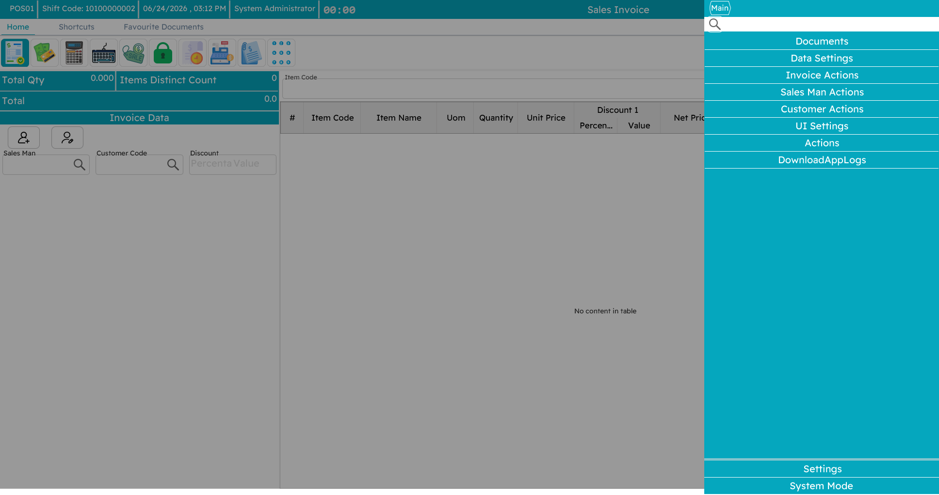 POS slide menu
