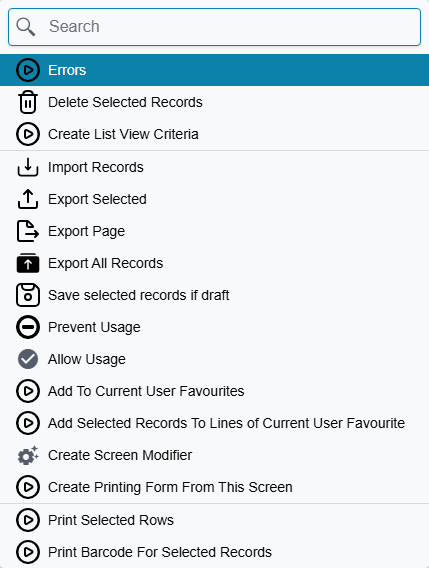 Prevent Usage and Allow Usage on a list screen