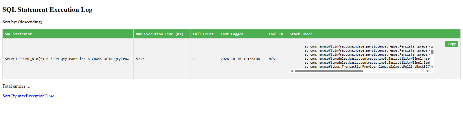 View SQL Statements With Excessive Time after a slow query