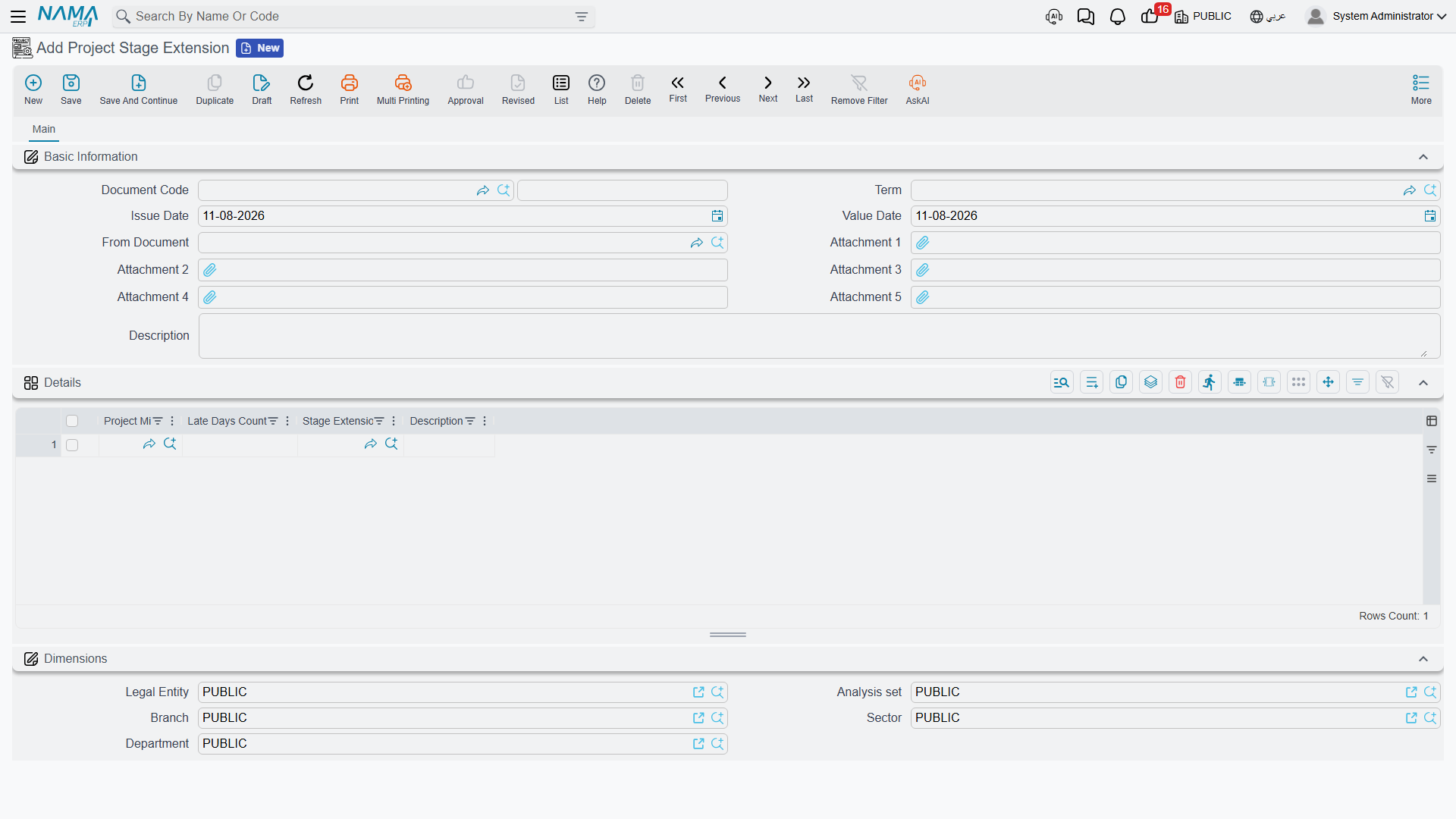 The Project Stage Extension: From Document at the top, then a line per delayed milestone with its days and reason