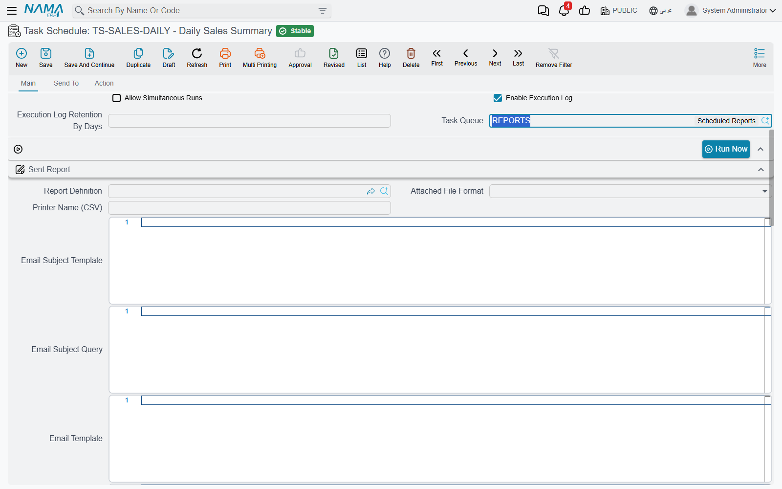 The Task Queue field on a scheduled task