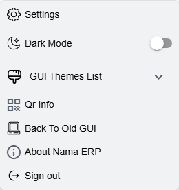 The user menu